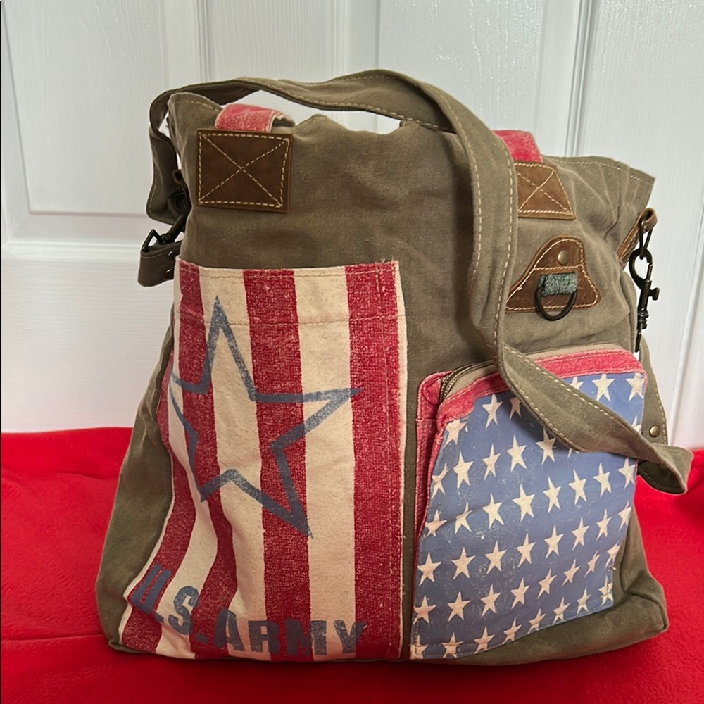 Patriotic USA Flag Canvas Tote Bag